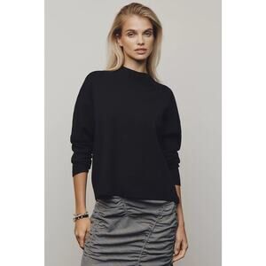 Maeve Anthropologie Black Mockneck Sweater Blouse Top Size Medium